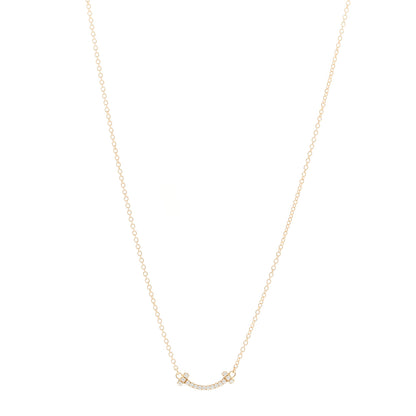 Tiffany 18K Yellow Gold Diamond Mini T Smile Pendant Necklace 1 of 6
