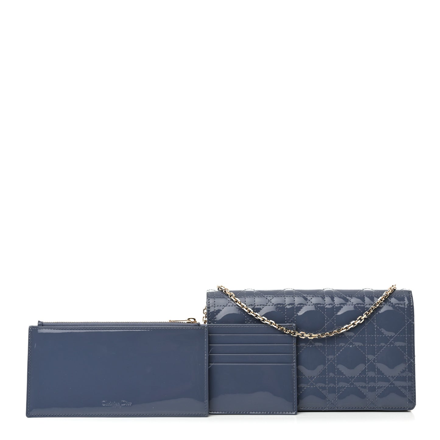 Patent Cannage Lady Dior Convertible Clutch Cloud Blue
