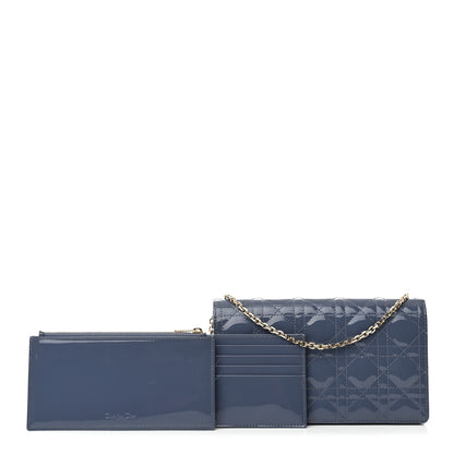 Christian Dior Patent Cannage Lady Dior Convertible Clutch Cloud Blue 1 of 12