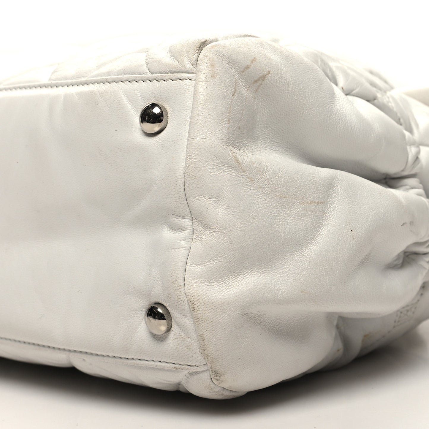 Quilted Lambskin Large Hidden Chain Flap Bag White