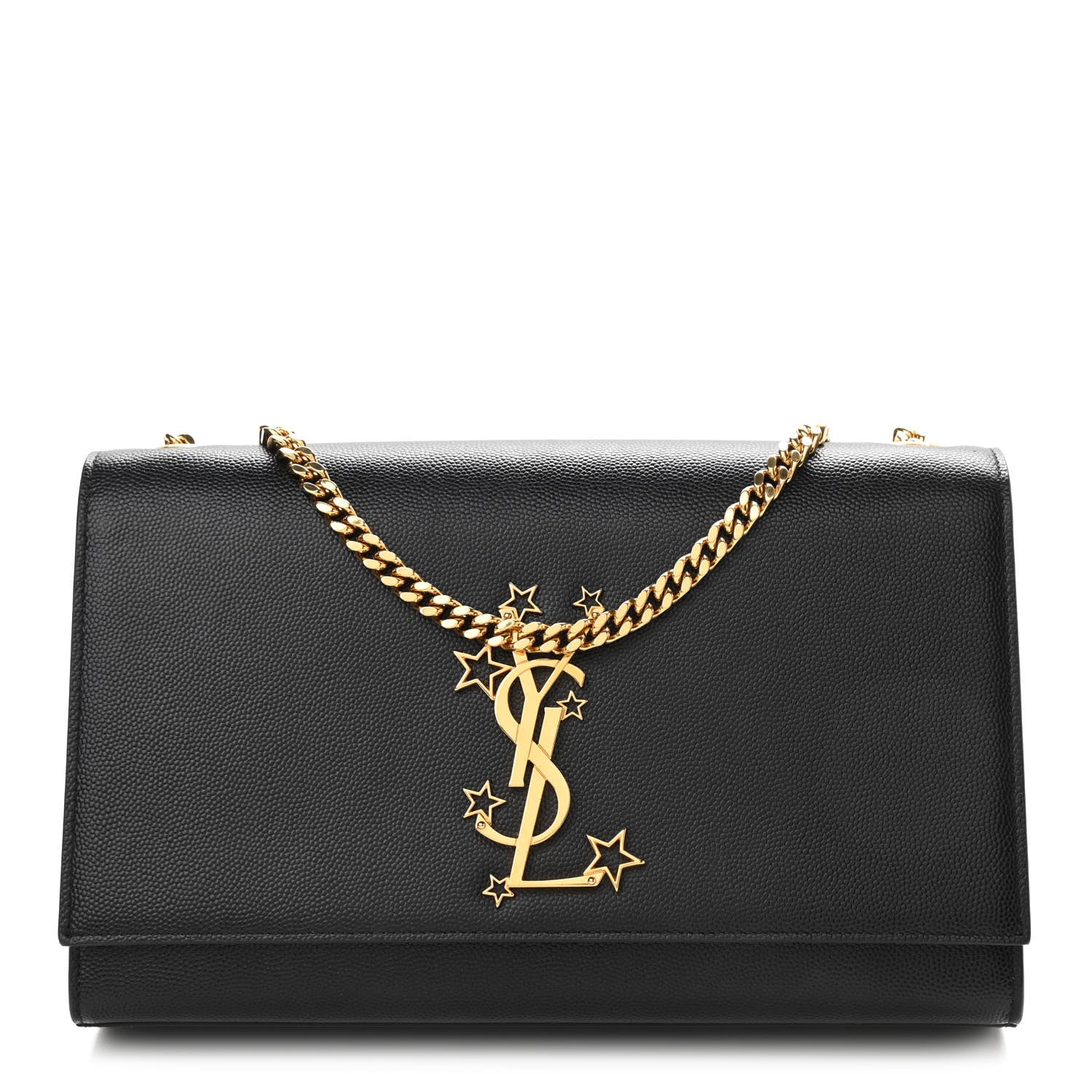 Saint Laurent Grain De Poudre Star Monogram Kate Satchel Black 1 of 9