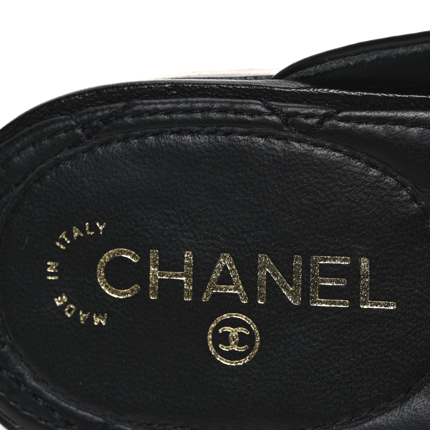 Lambskin Chain Braided CC Mules 39 Black