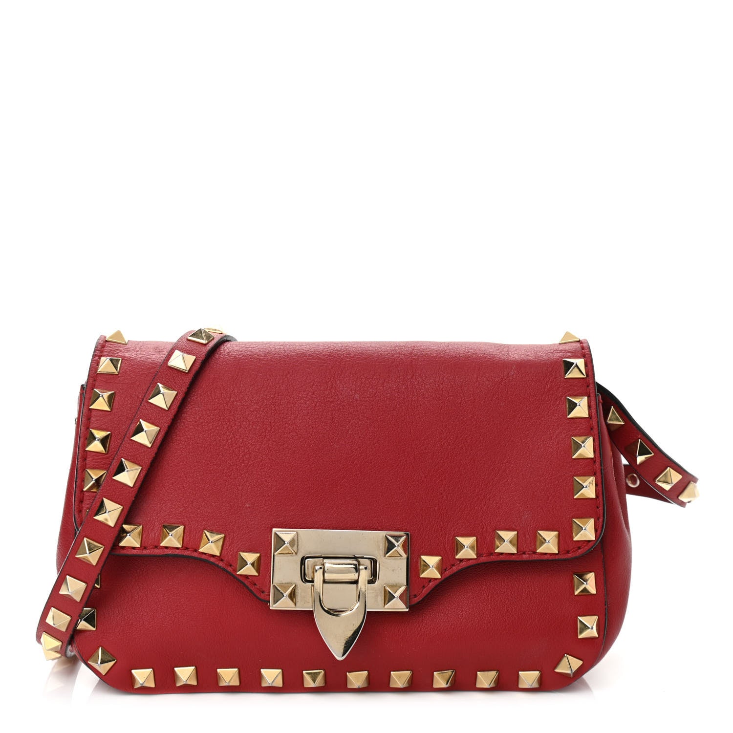 Valentino Garavani Vitello Mini Rockstud Flap Saddle Crossbody Bag Rosso Valentino 1 of 9