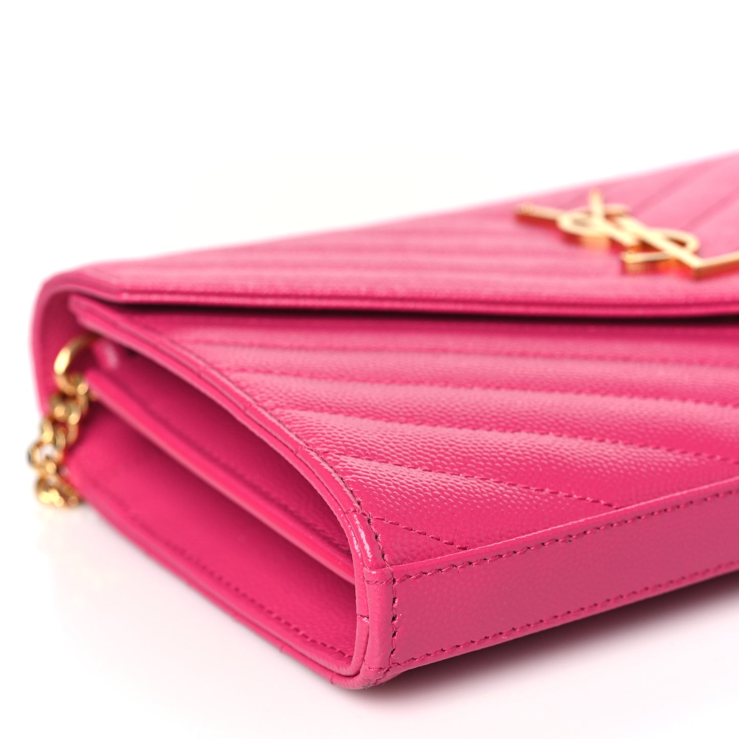 Grain De Poudre Matelasse Chevron Monogram Chain Wallet Bubblegum