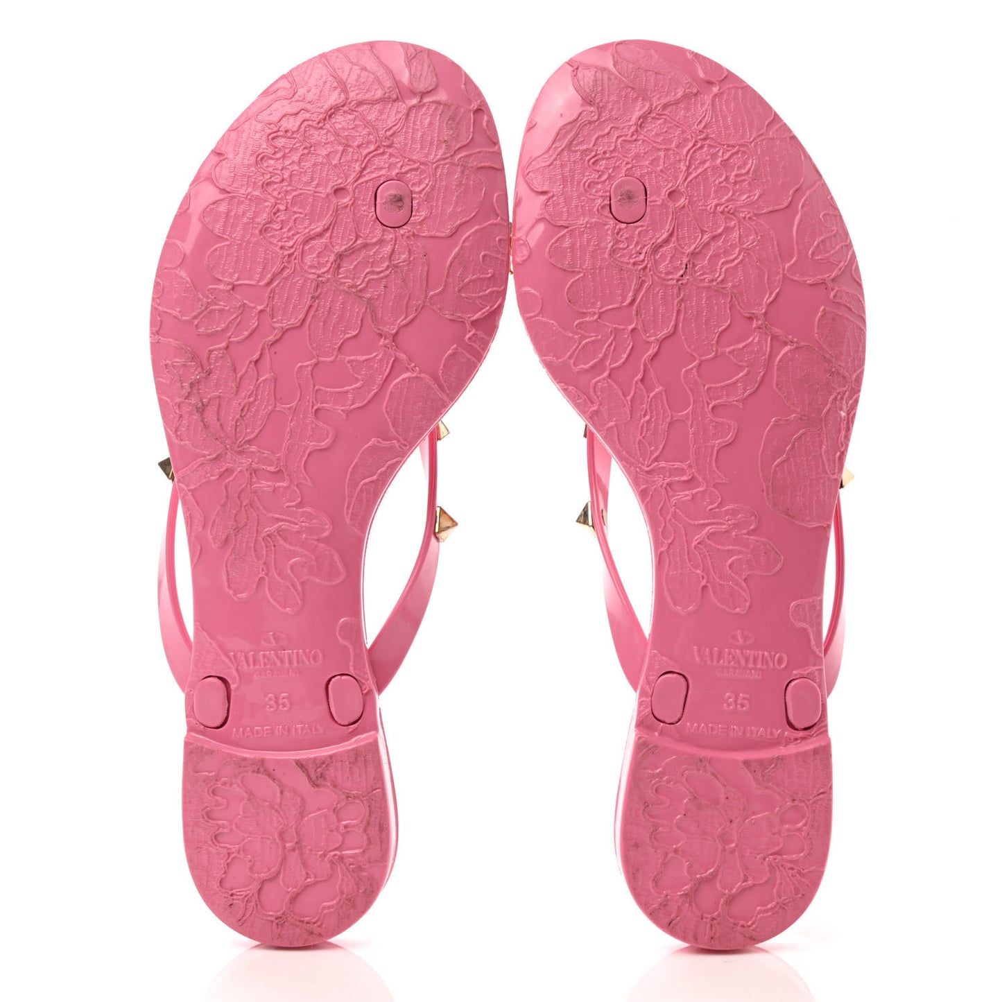 PVC Jelly Rockstud Bow Thong Sandals 35 Sweet Pink