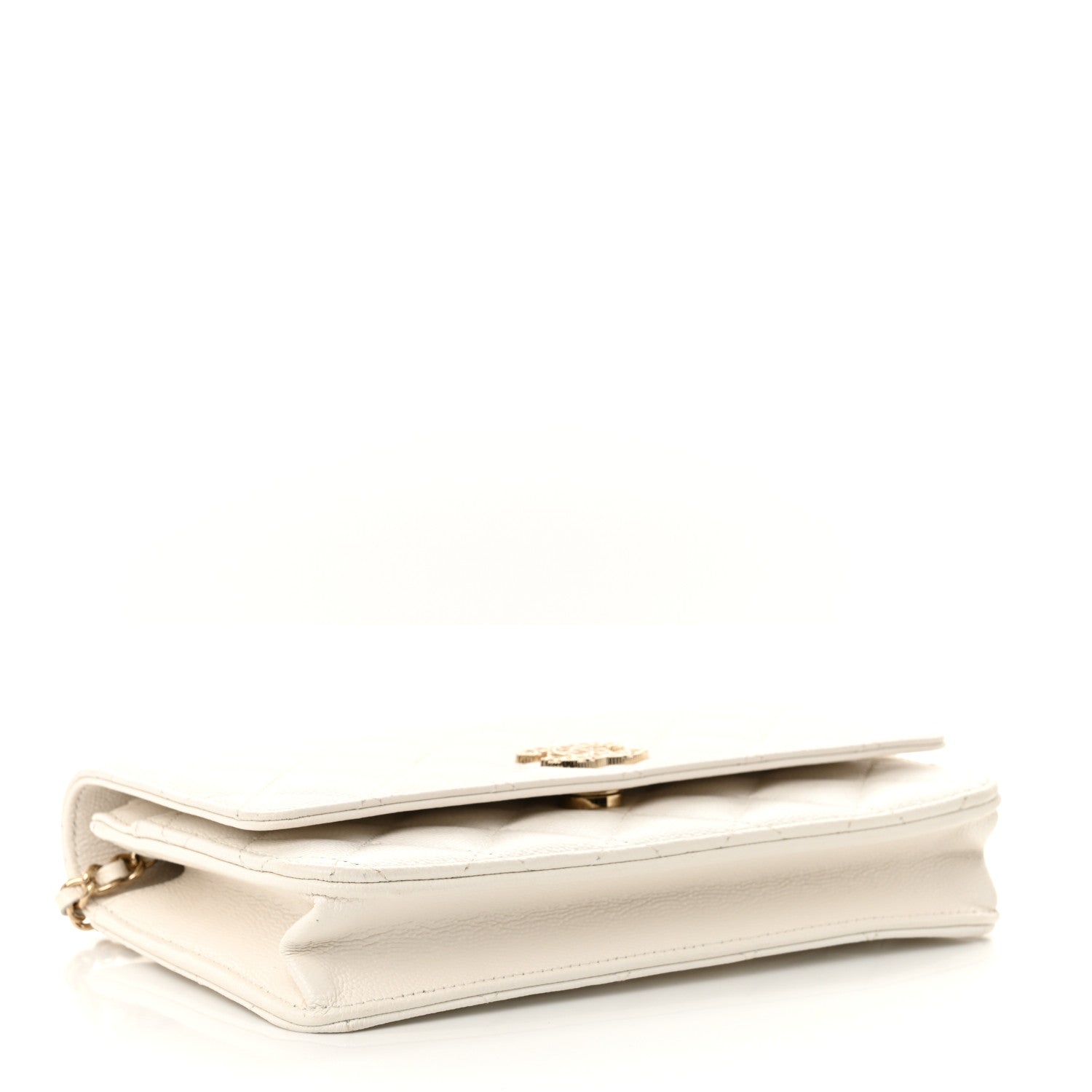 Chanel Caviar Quilted Crystal Heart CC Wallet On Chain WOC White 4 of 12