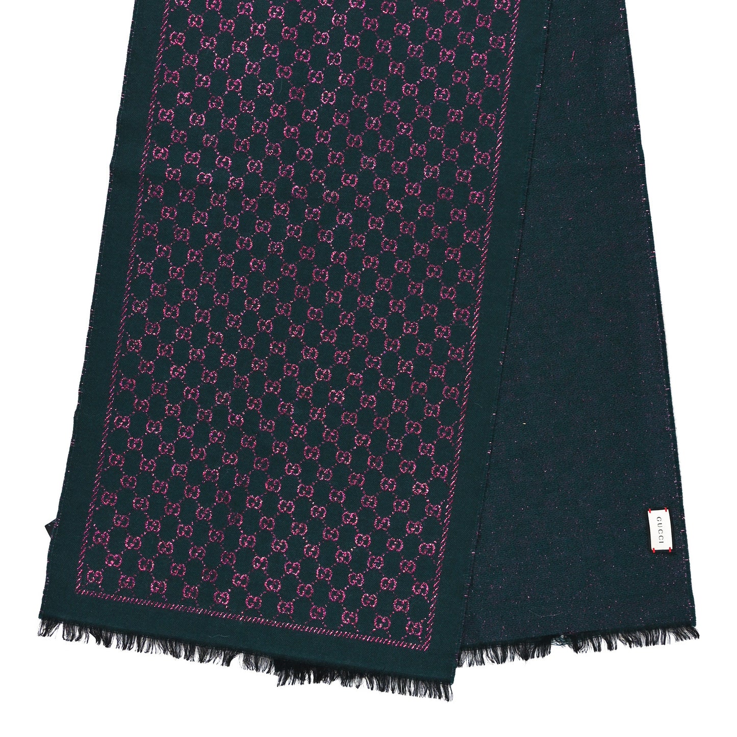 Wool Silk Jacquard GG Monogram Stenix Scarf Green Pink