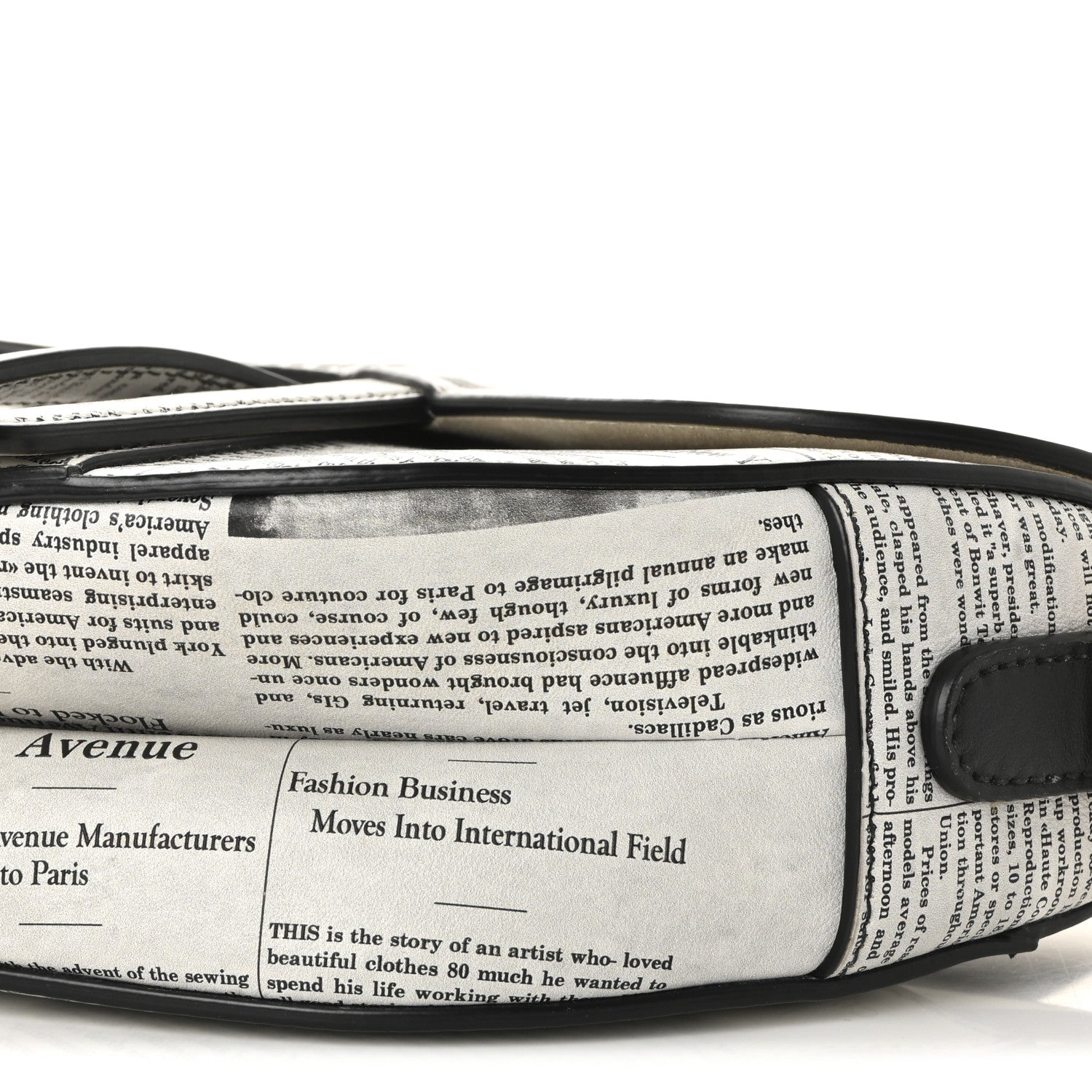 Christian Dior Calfskin Newspaper Printed Saddle Bag With Strap Black White 10 of 10