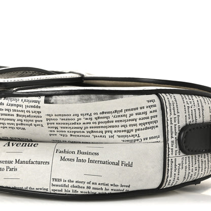Christian Dior Calfskin Newspaper Printed Saddle Bag With Strap Black White 10 of 10