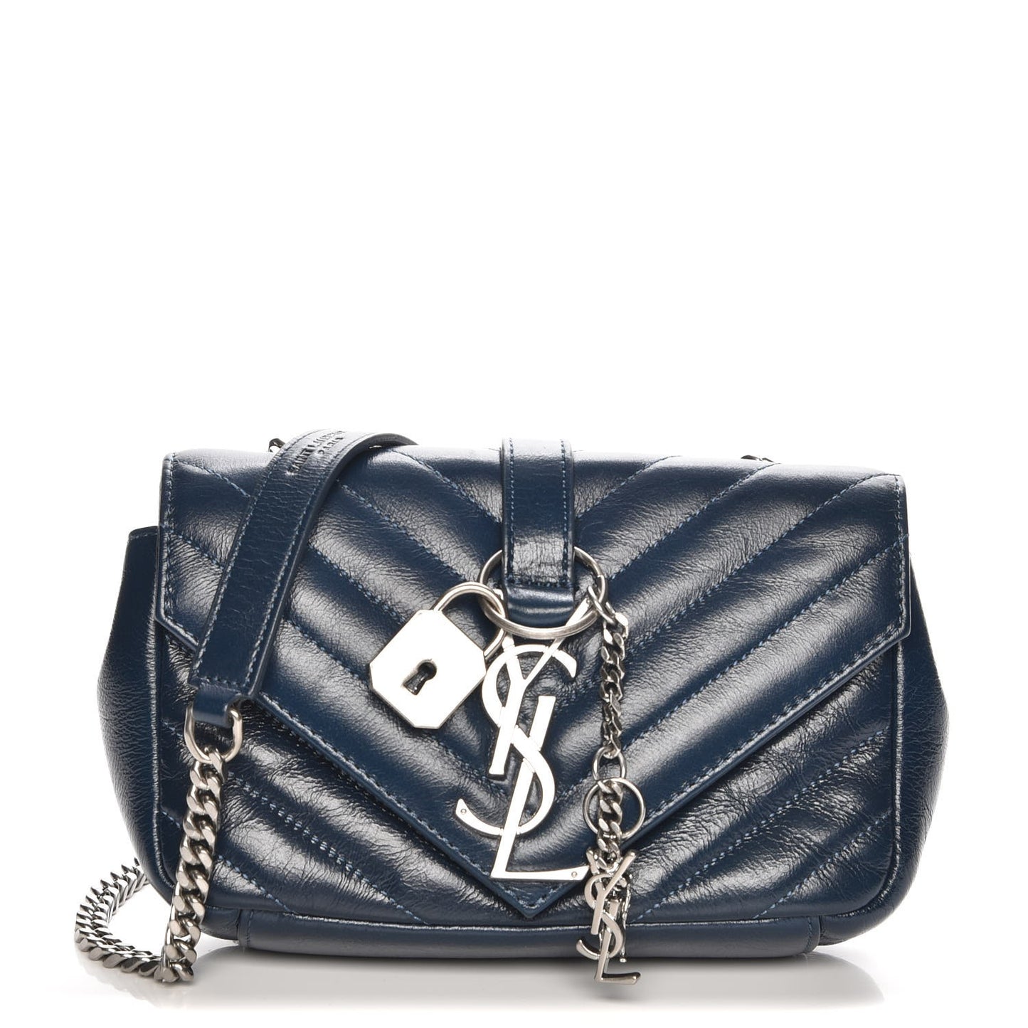 Sheepskin Matelassé Monogram Classic Baby Punk Chain Bag Blue