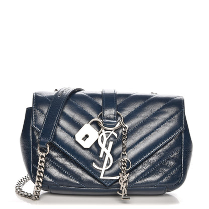 Saint Laurent Sheepskin Matelassé Monogram Classic Baby Punk Chain Bag Blue 1 of 7