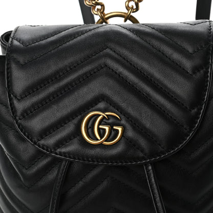 Gucci Calfskin Matelasse GG Marmont Flap Backpack Black 11 of 11