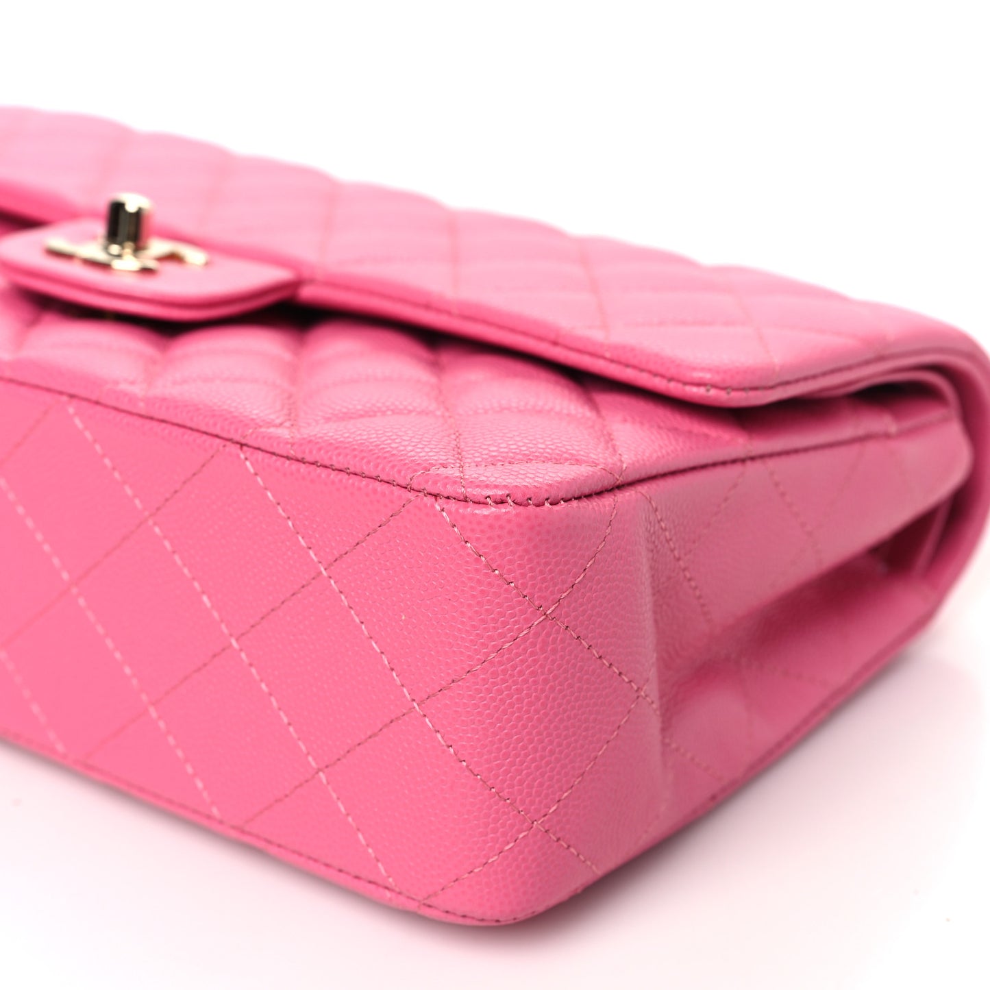 Caviar Quilted Medium Double Flap Pink