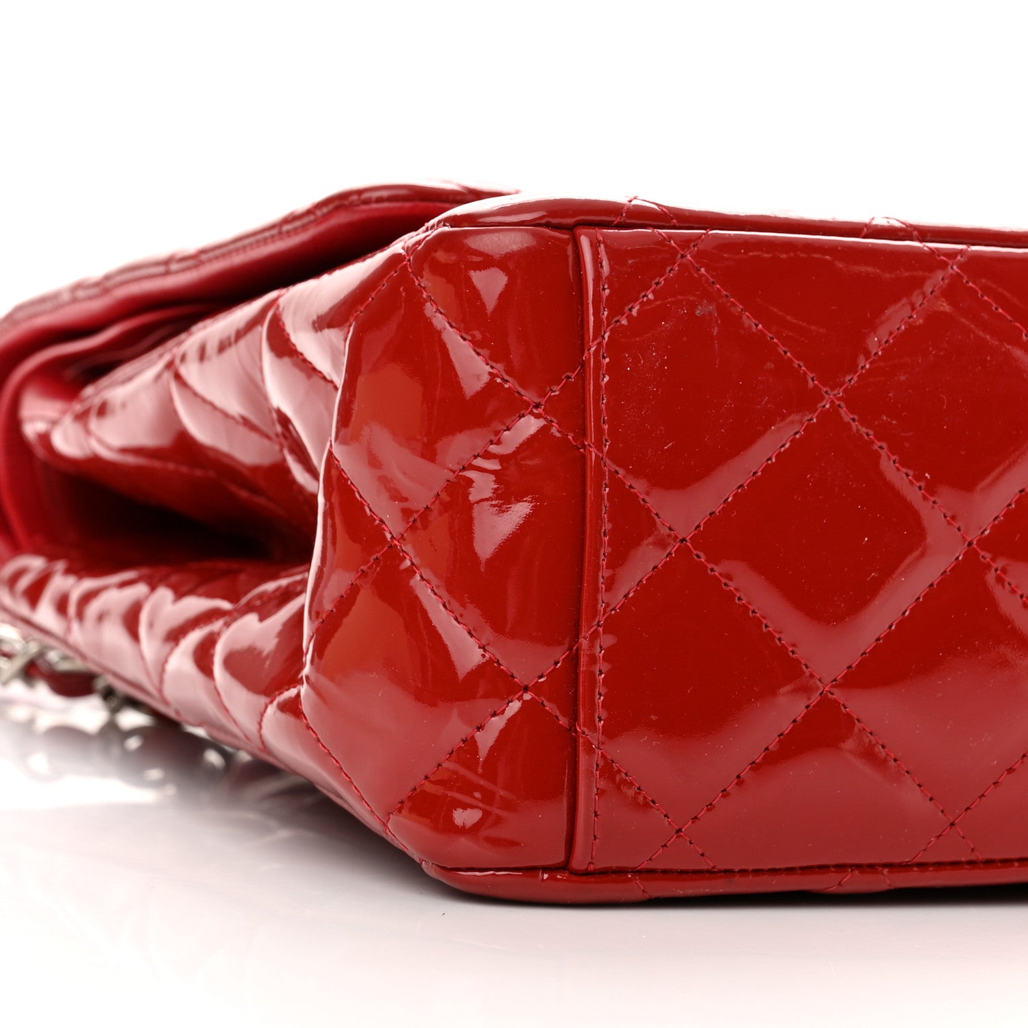 Chanel Patent Quilted Maxi Double Flap Red 9 of 13