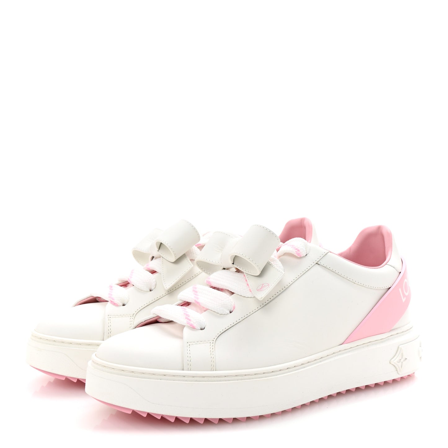 Calfskin Time Out Bow Sneakers 40 White Pink