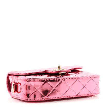 Chanel Mirror Calfskin Metallic Lambskin Quilted Hollywood Boulevard Mini Flap With Star Coin Purse Pink 5 of 12