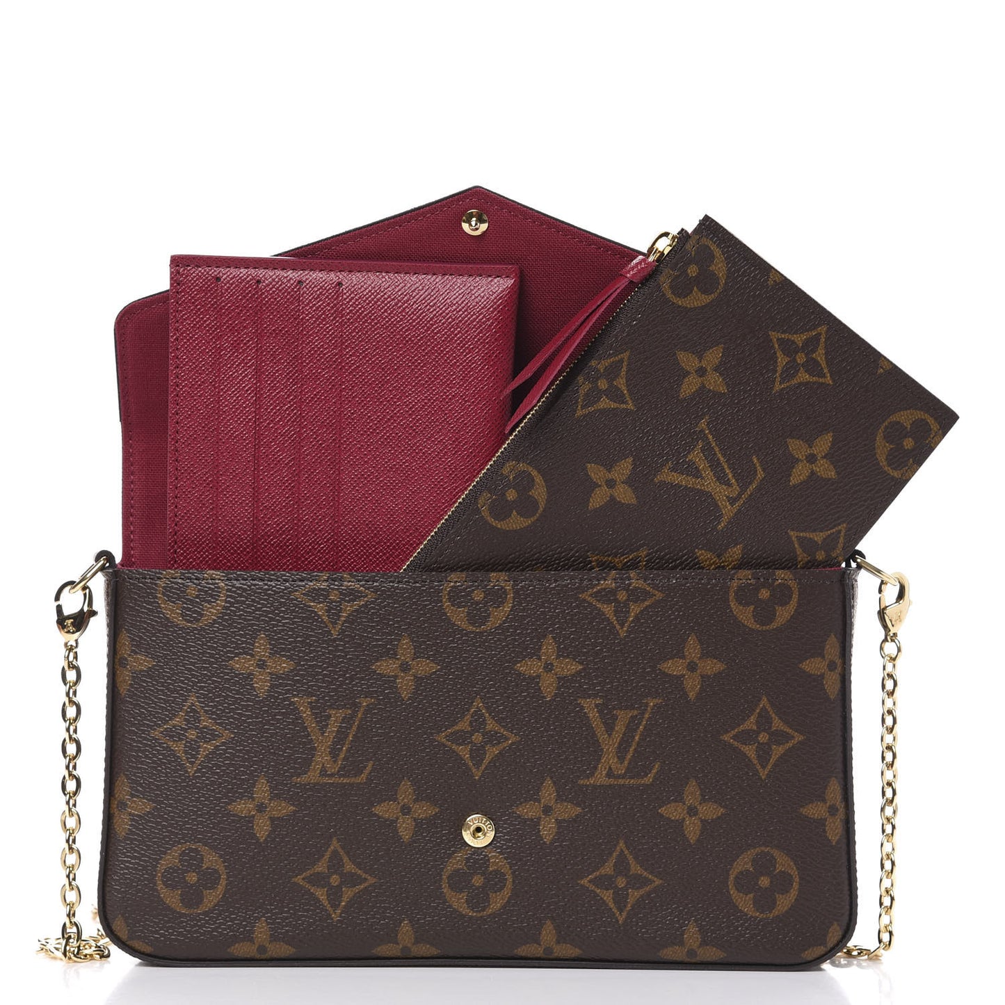 Monogram Pochette Felicie Chain Wallet Fuchsia