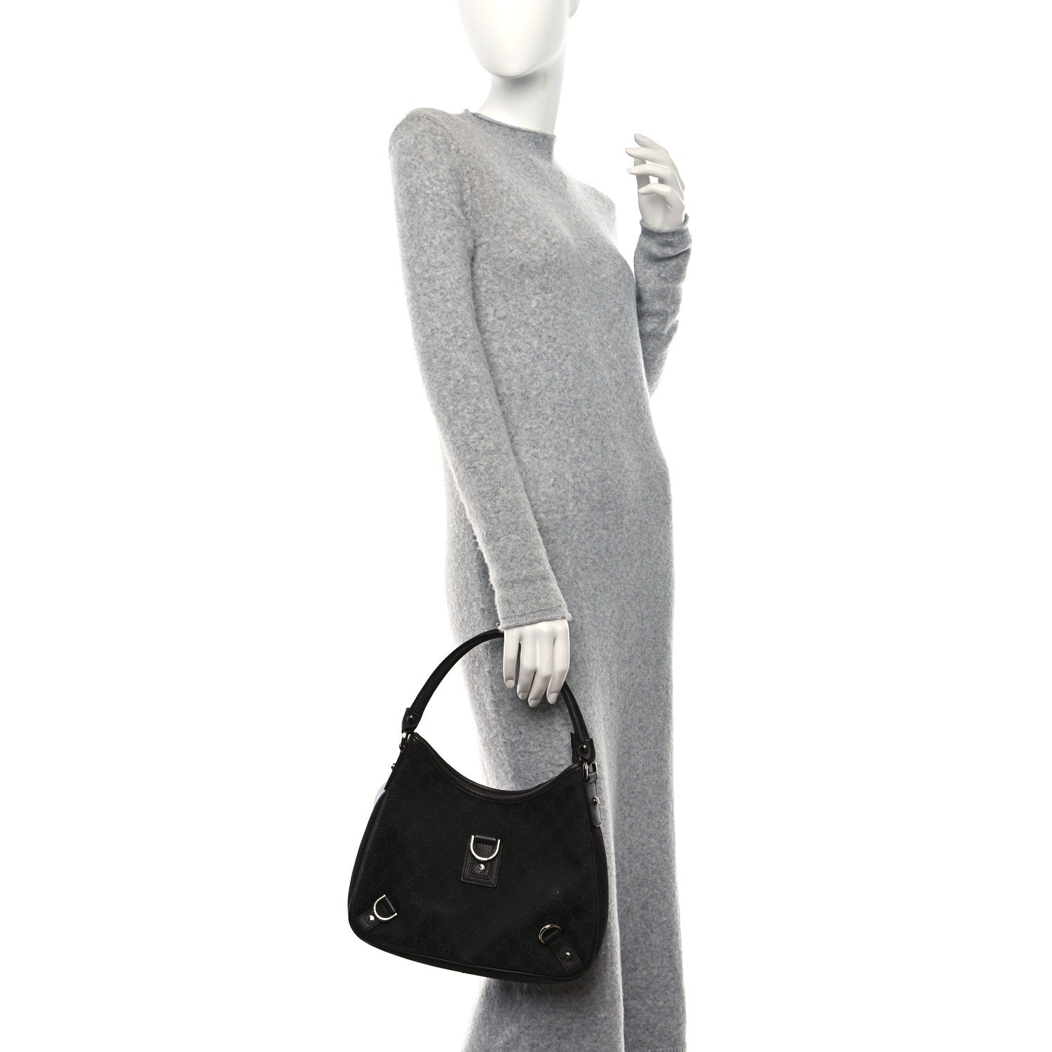Gucci Denim Monogram Abbey D Ring Hobo Brown 3 of 10