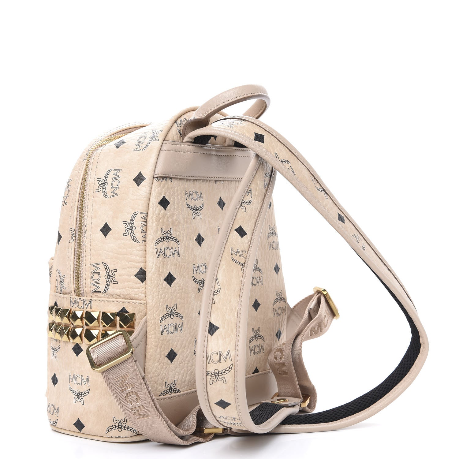 MCM Visetos Side Stud Mini Stark Backpack Beige 2 of 7