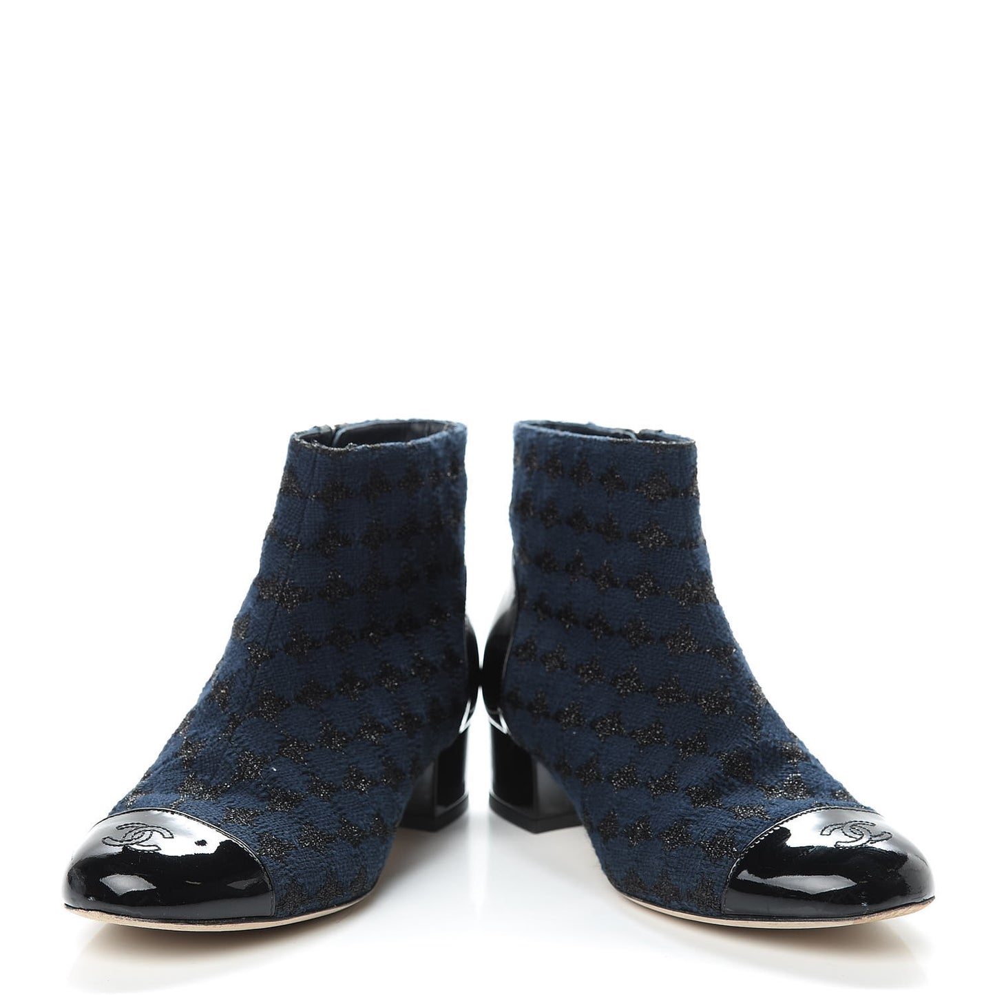 Tweed Cap Toe CC Short Boots 36.5 Navy Black