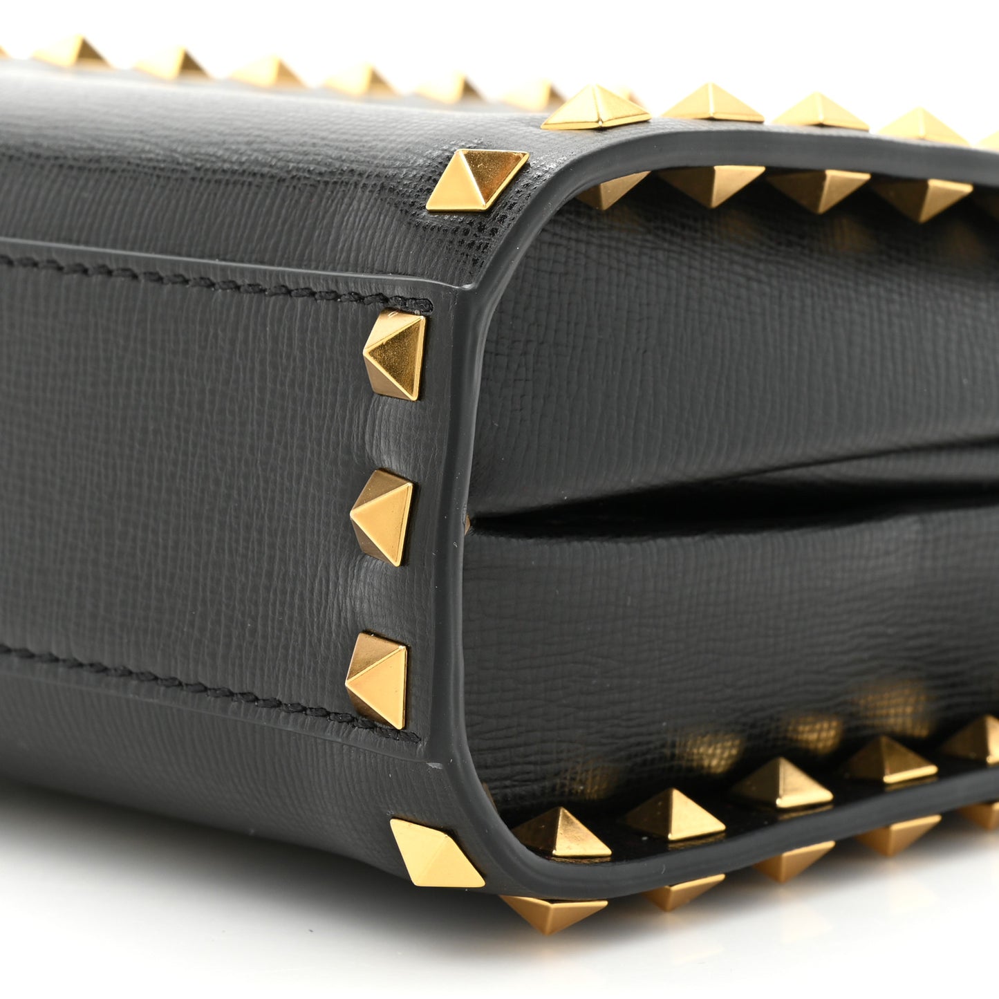 Grainy Calfskin Mini Rockstud Alcove Tote Black