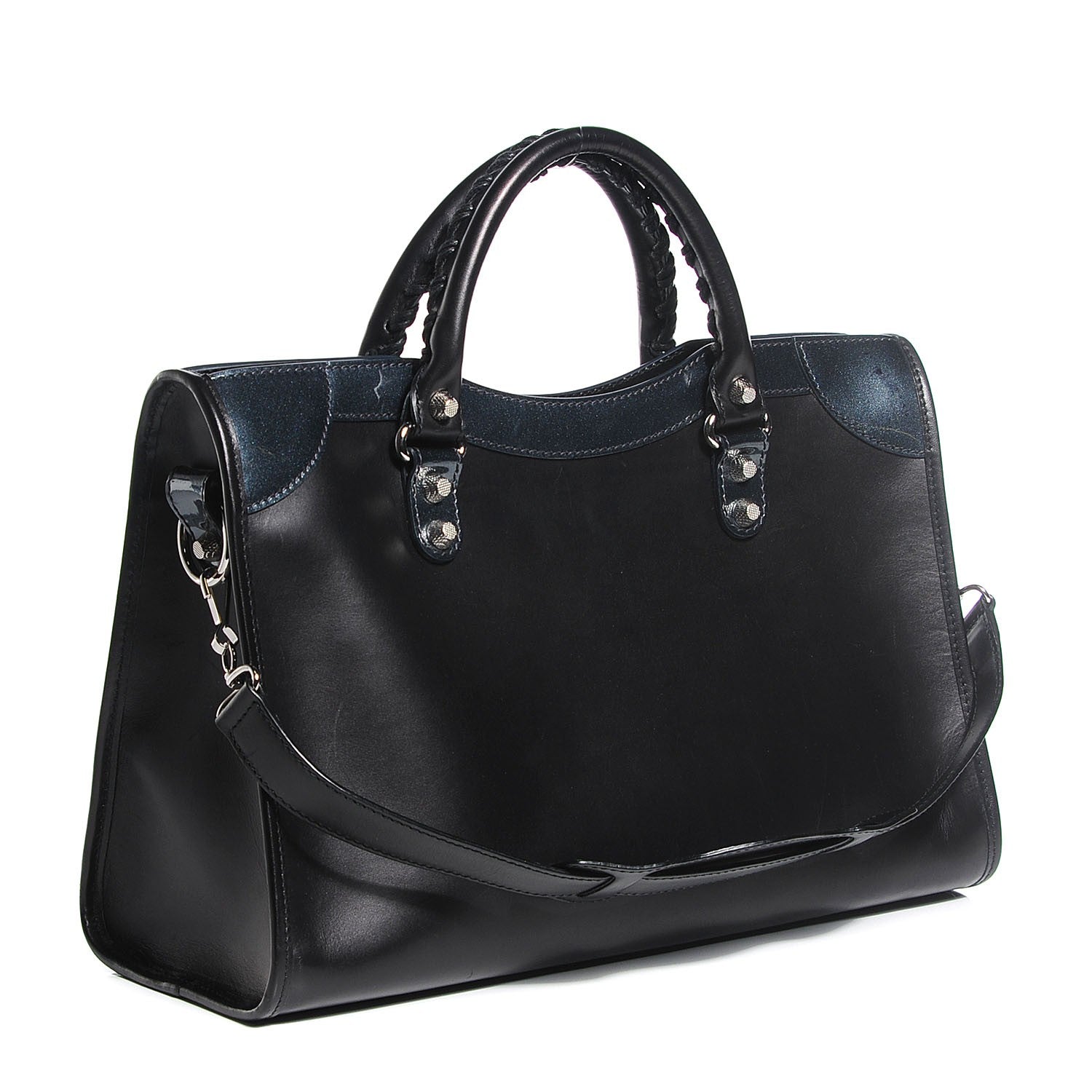 Balenciaga Smooth Calfskin Metallic Patent Giant 12 Silver Hardware City Black Gris 3 of 13