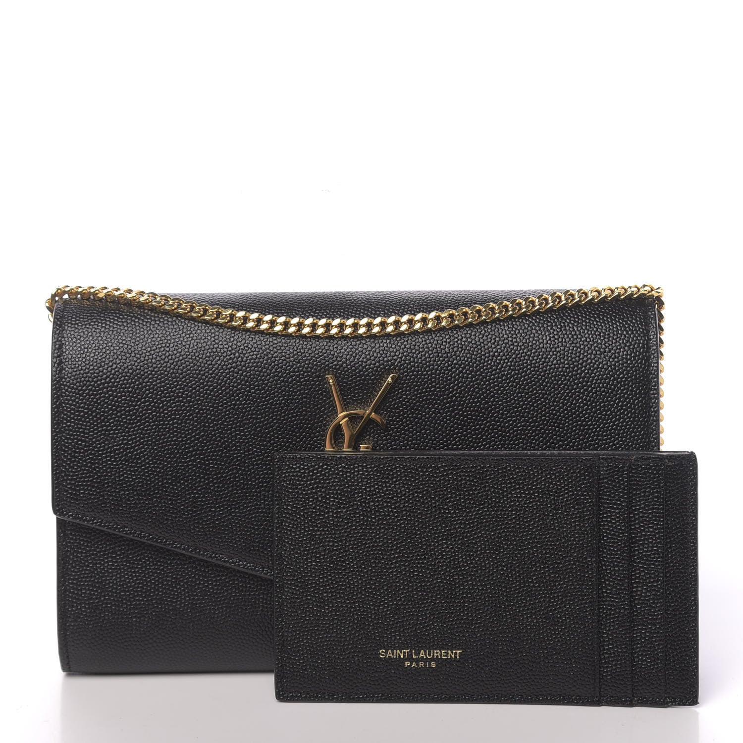 Saint Laurent Grain De Poudre Uptown Chain Wallet Black 3 of 12