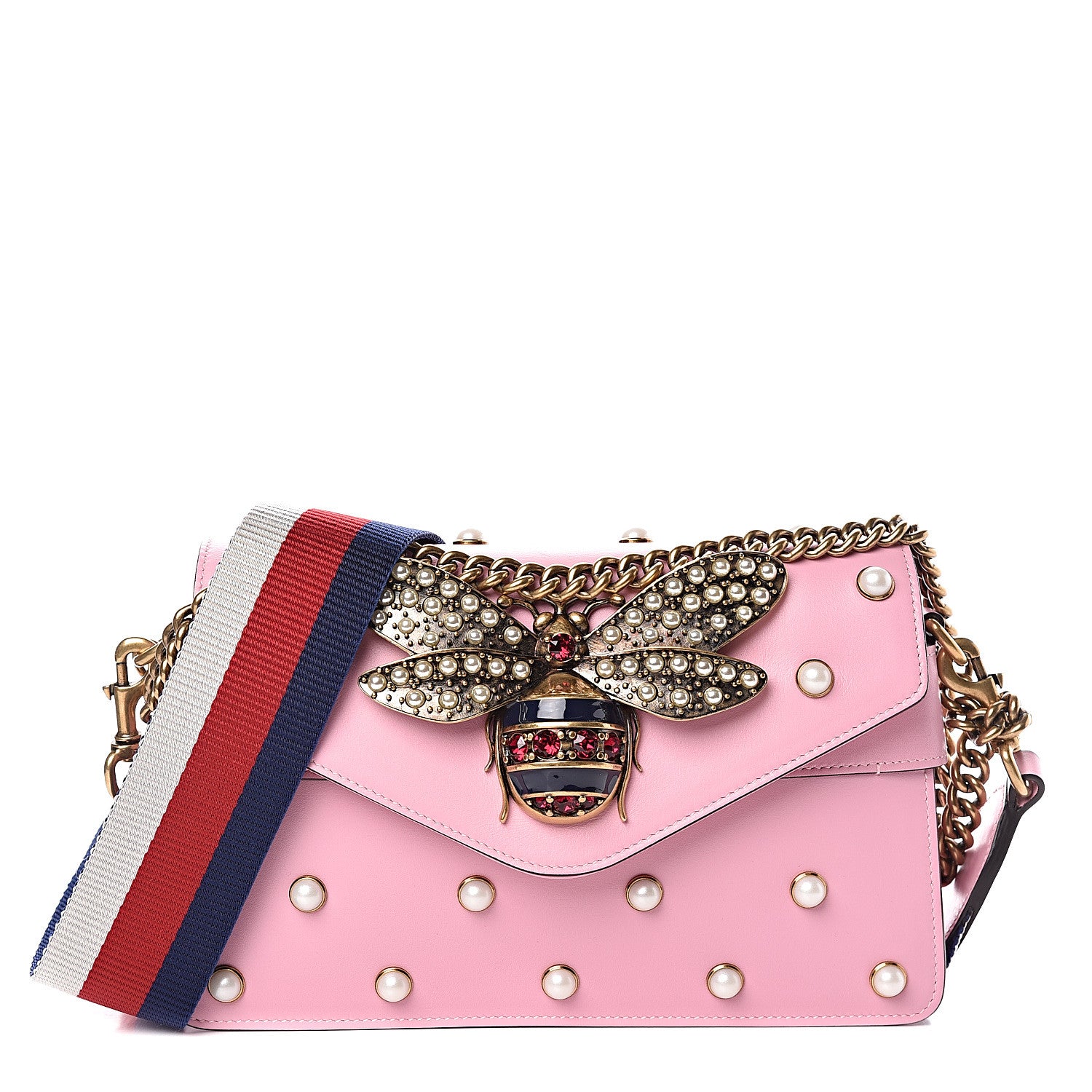 Gucci Nappa Pearl Studded Mini Queen Margaret Broadway Shoulder Bag Sugar Pink 1 of 11