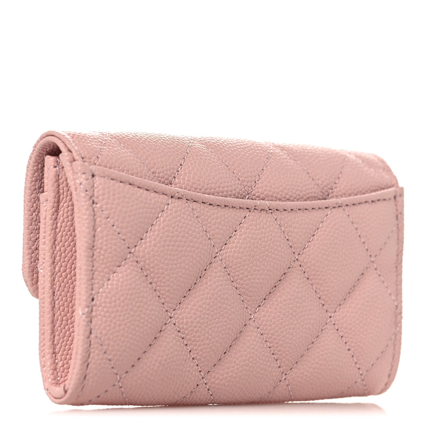 Caviar Quilted Flap Card Holder Wallet Light Pink