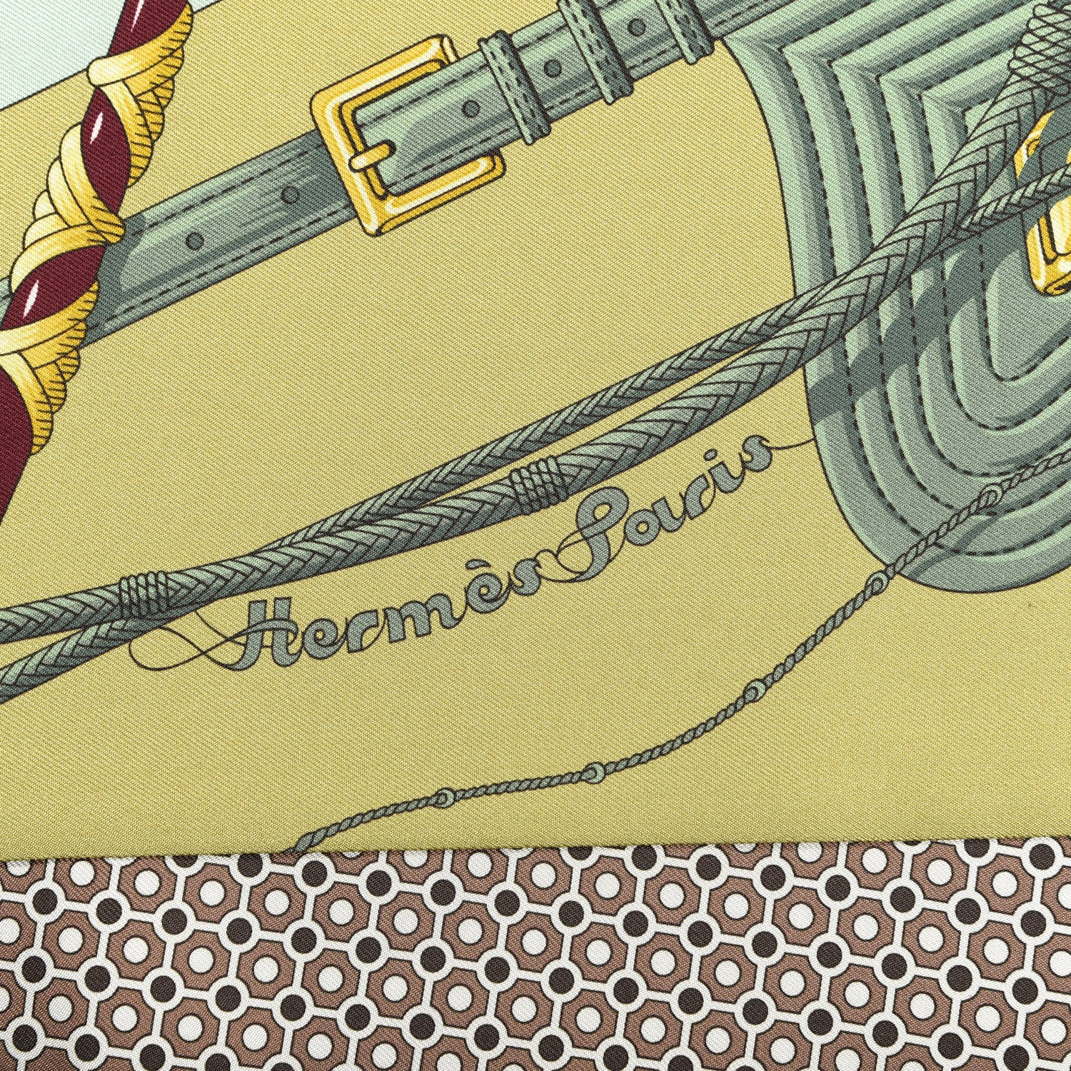 Hermes Silk Clic Clac Maxi Twilly Tilleul Viex Rose Aqua 2 of 3