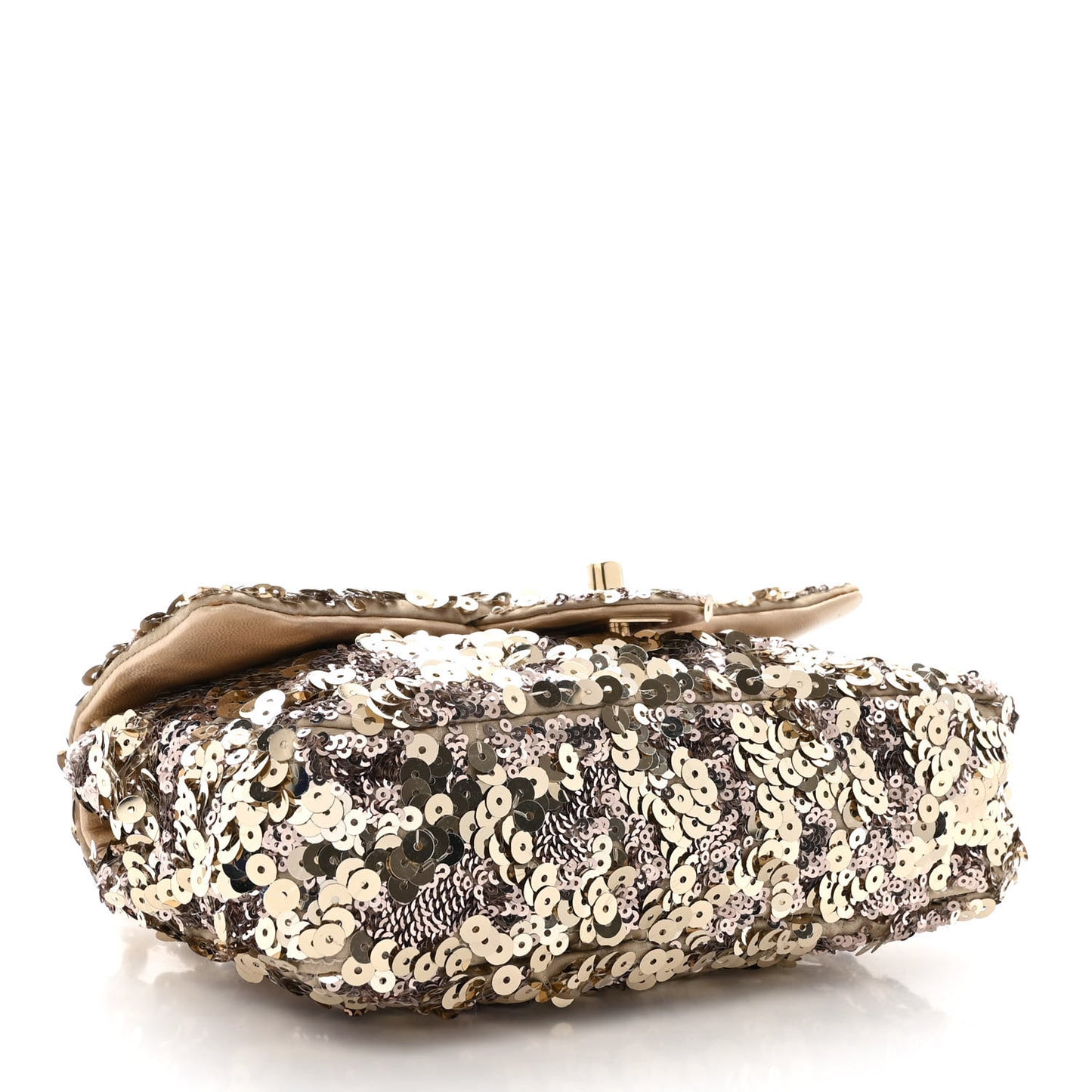 Sequin Lambskin Mini Flap Gold