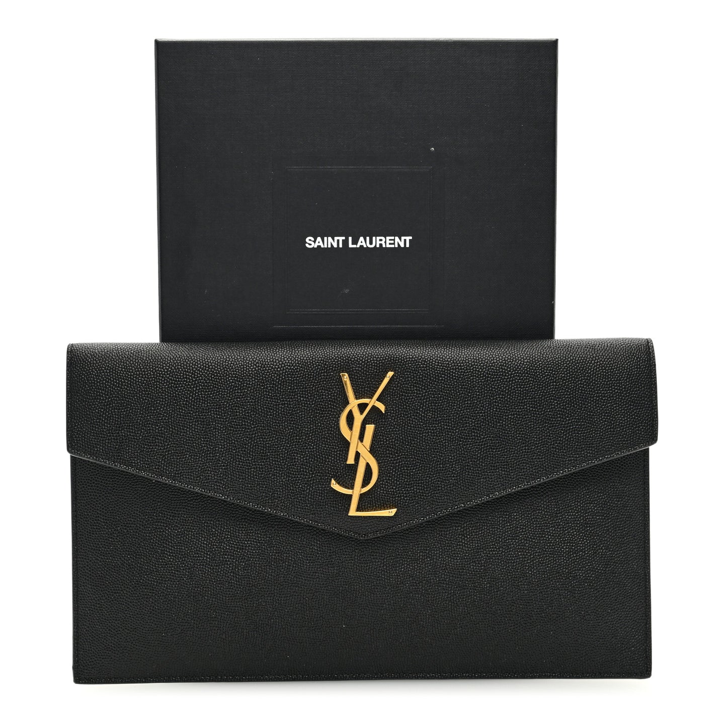 SAINT LAURENT Grain De Poudre Uptown Pouch Black