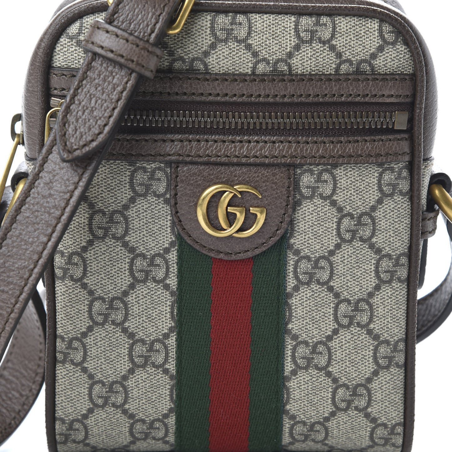 GG Supreme Monogram Web Mini Ophidia Messenger Brown