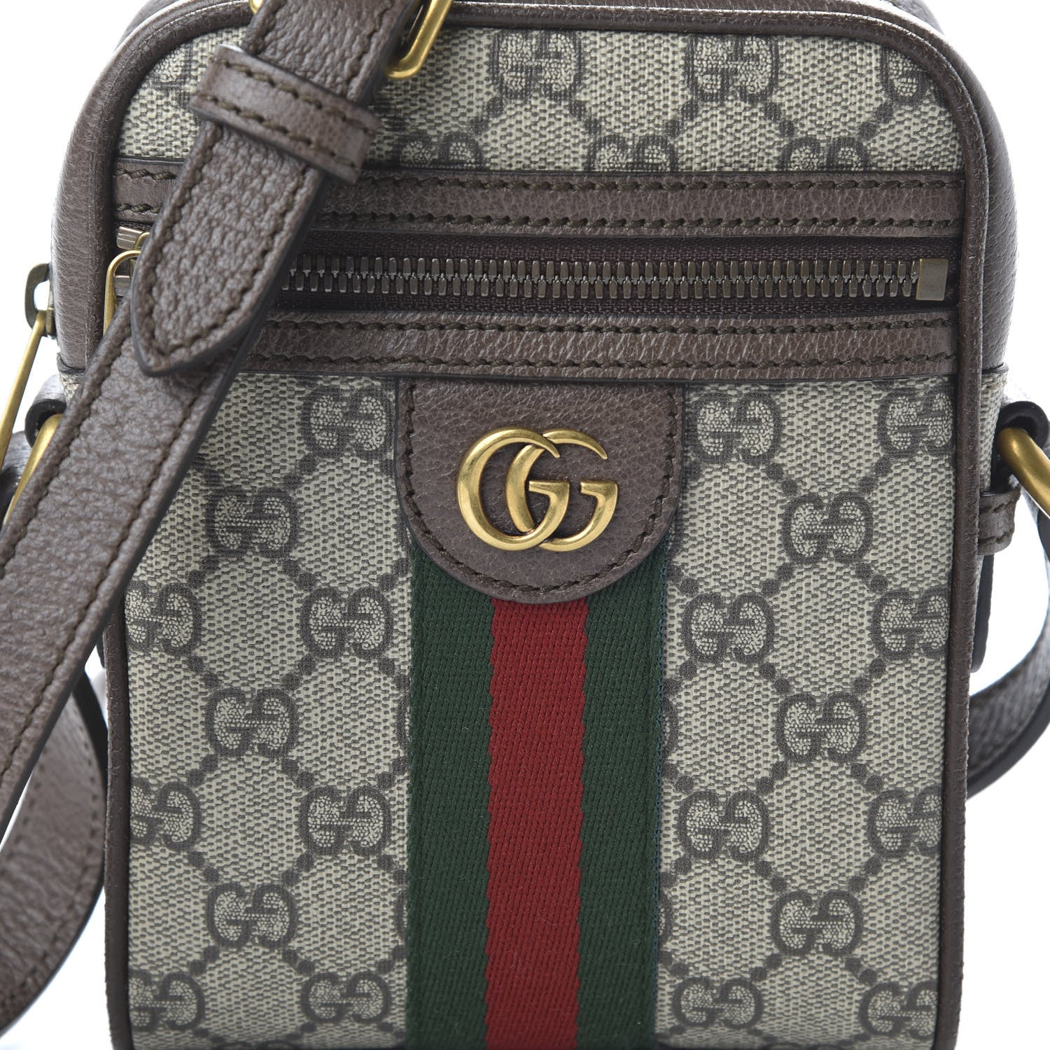 Gucci GG Supreme Monogram Web Mini Ophidia Messenger Brown 10 of 11