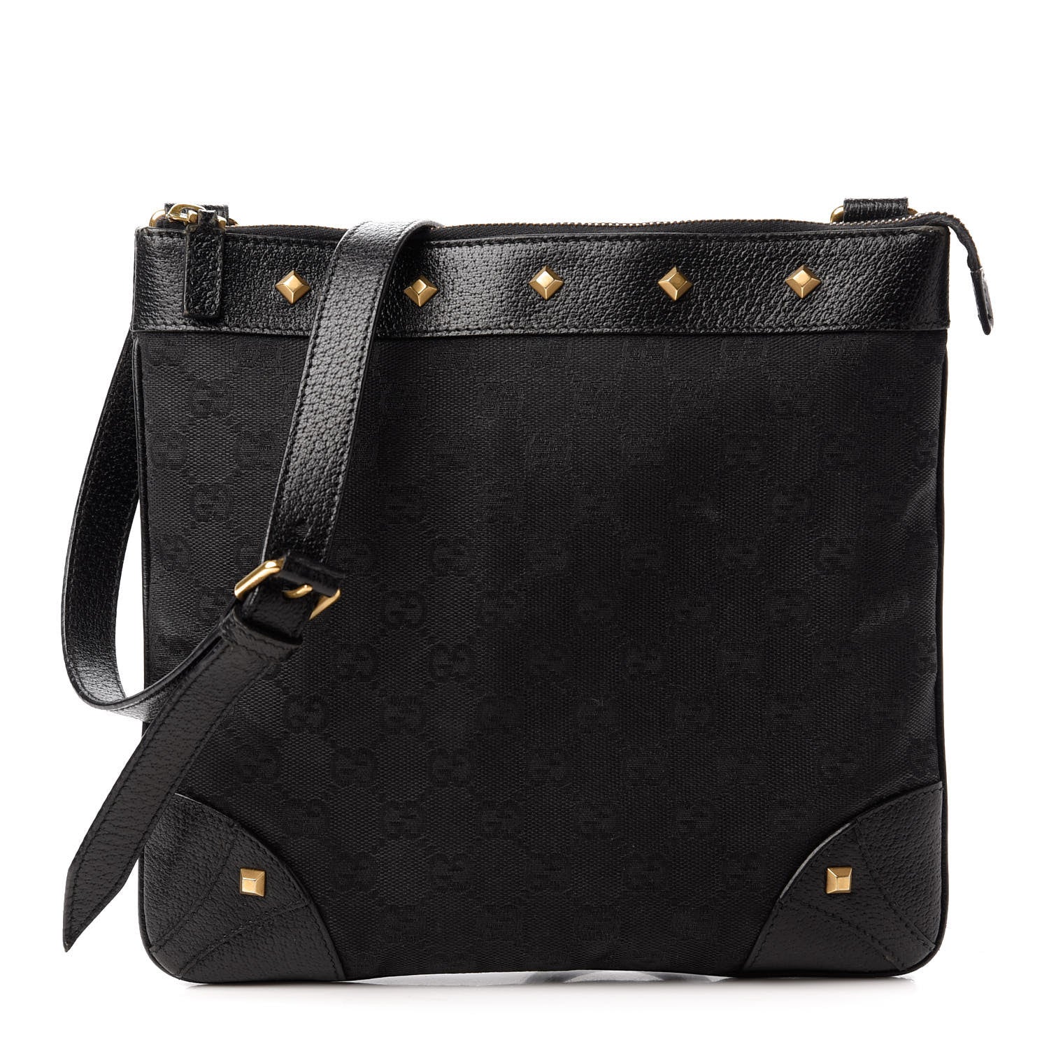 Gucci Monogram Studded Messenger Black 1 of 10