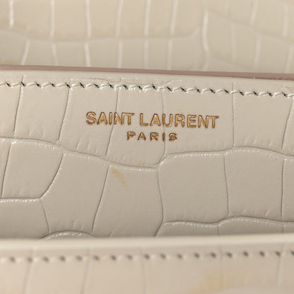 Saint Laurent Calfskin Crocodile Embossed Medium Monogram Sunset Blanc Vintage 8 of 11