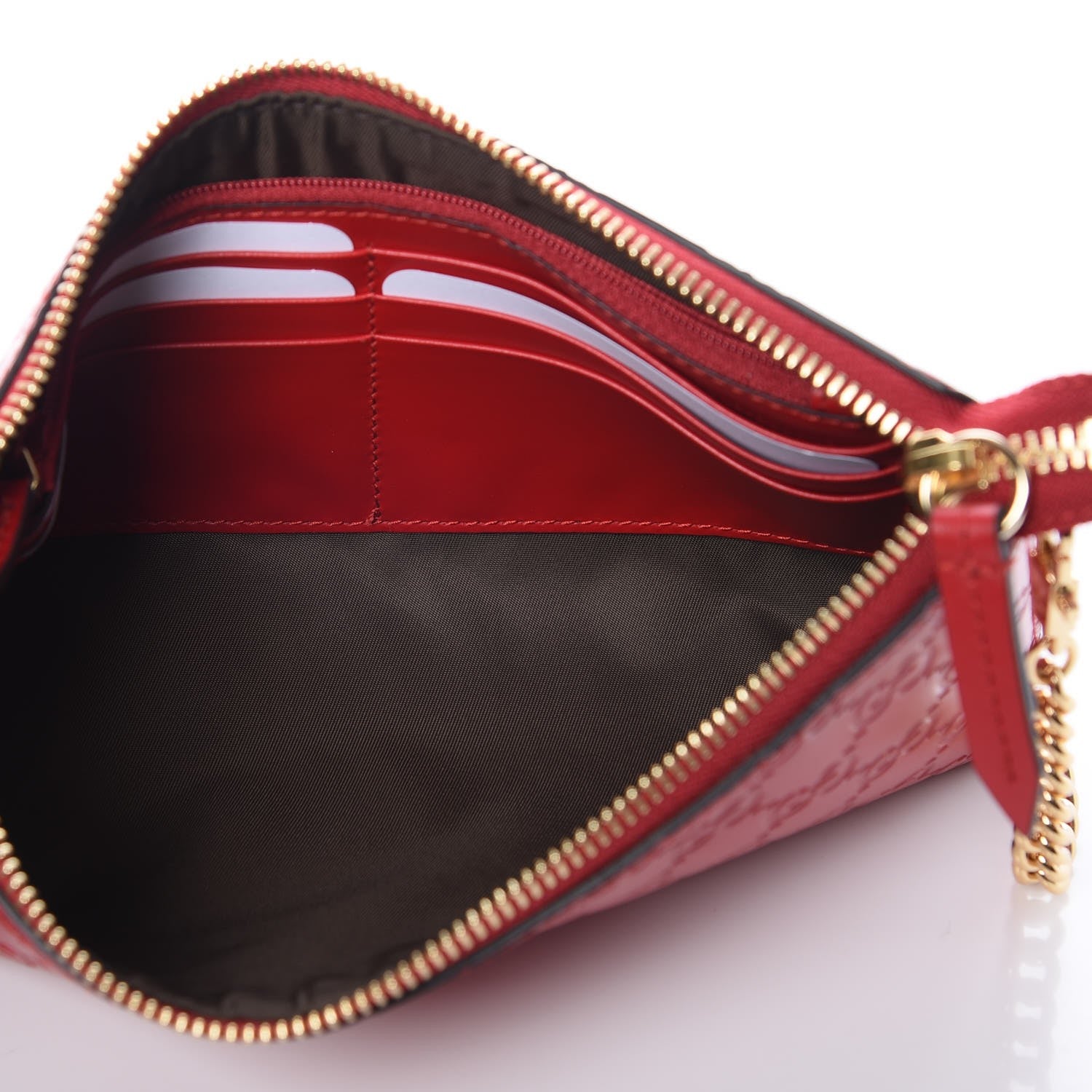 Gucci Guccissima Signature Wrist Wallet Hibiscus Red 5 of 8
