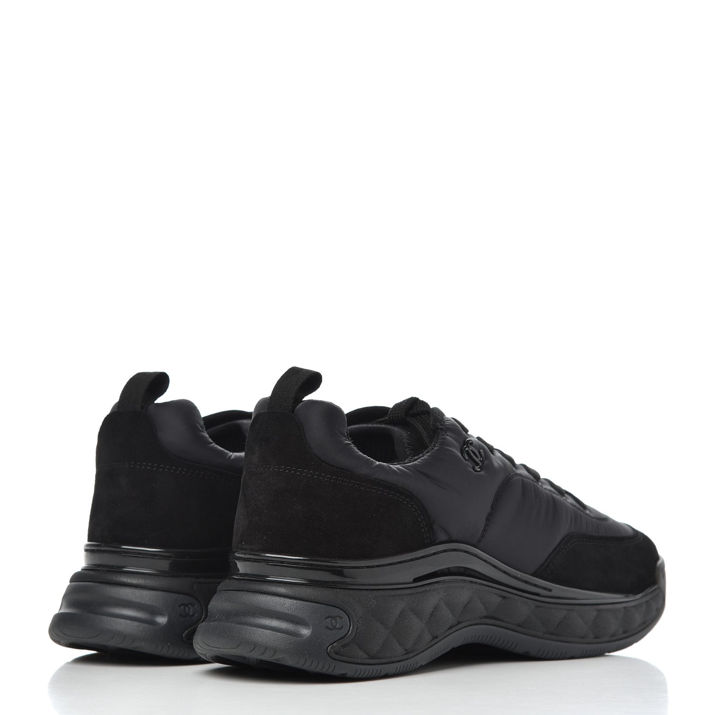 Nylon Suede Calfskin CC Sneakers 40.5 Black
