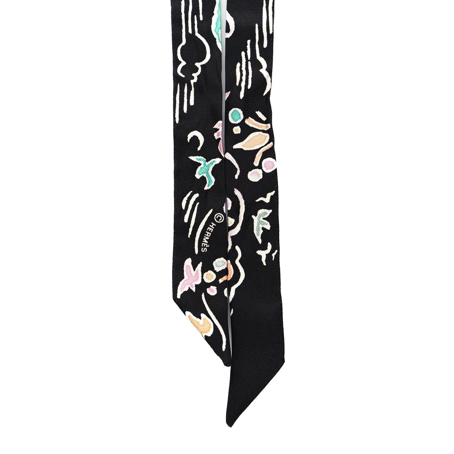 Hermes Silk Isola Di Primavera Doll Twilly Black Vert Rose 2 of 3