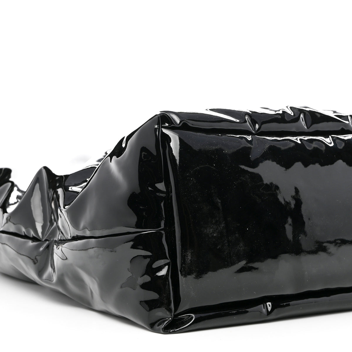 Patent Wide Puffer Maxi Tote Black