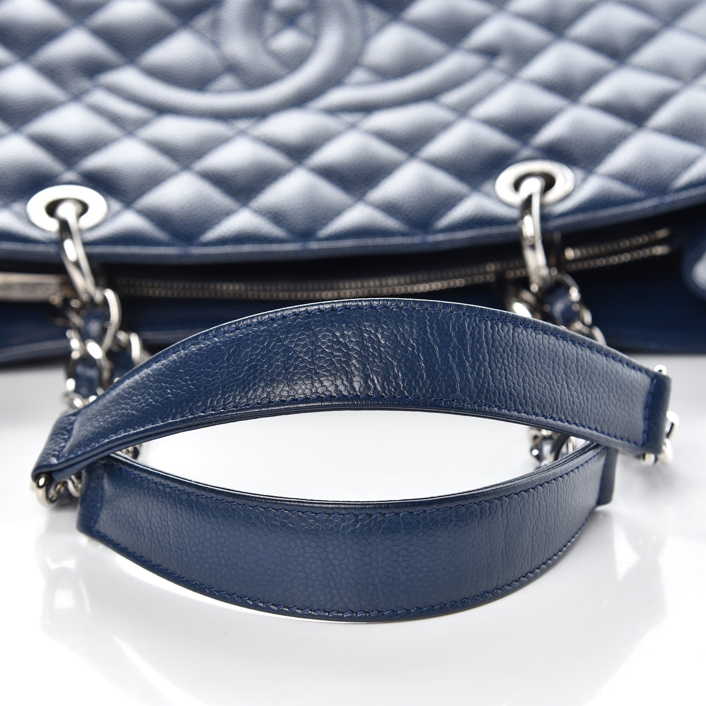 Caviar Quilted Grand Shopping Tote GST Dark Navy Blue