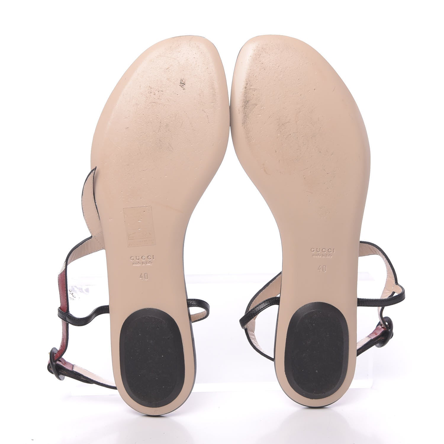 Gucci Calfskin Yoko Snake T-Strap Thong Sandals 40 Black 5 of 9