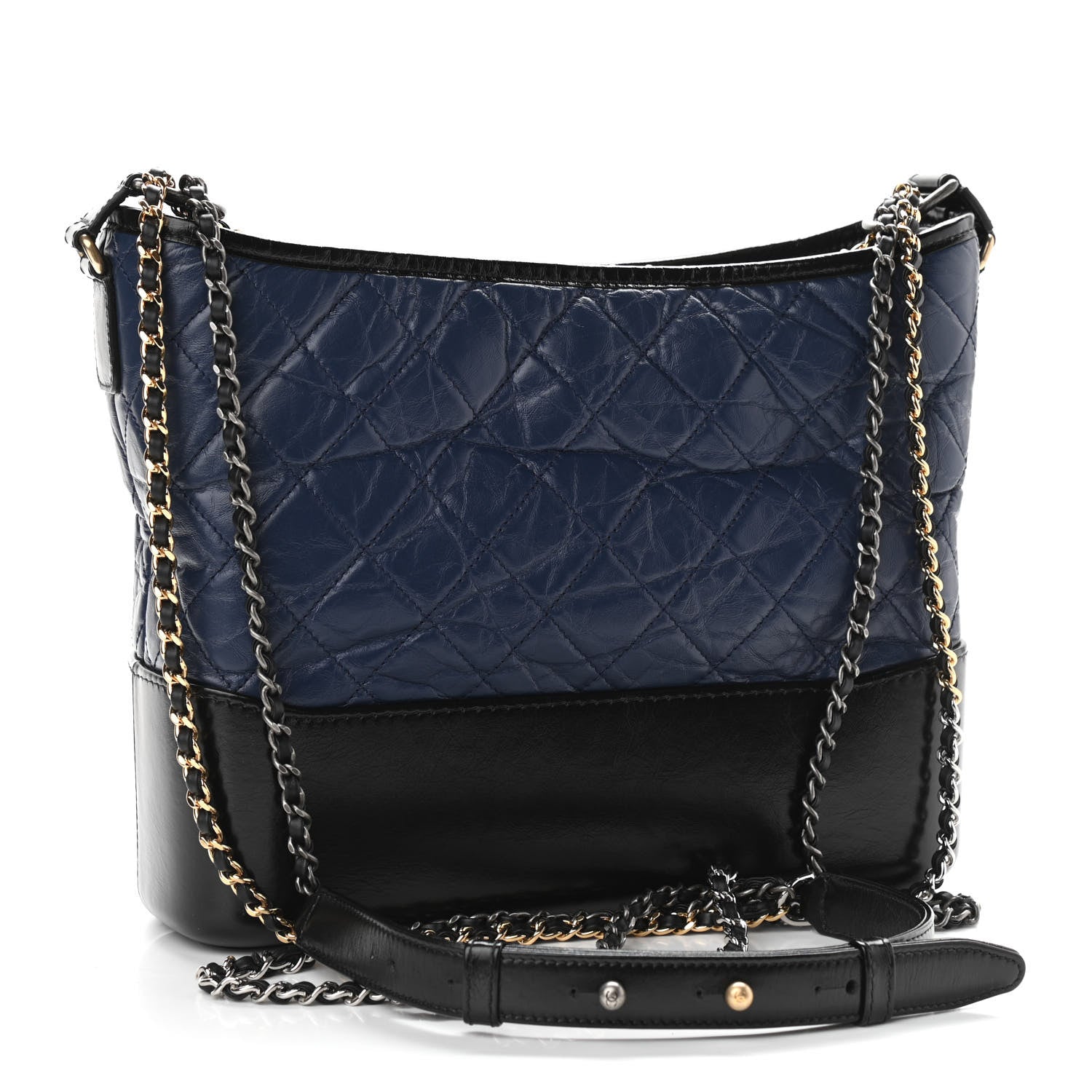 Chanel Aged Calfskin Quilted Medium Gabrielle Hobo Navy Black 3 of 11