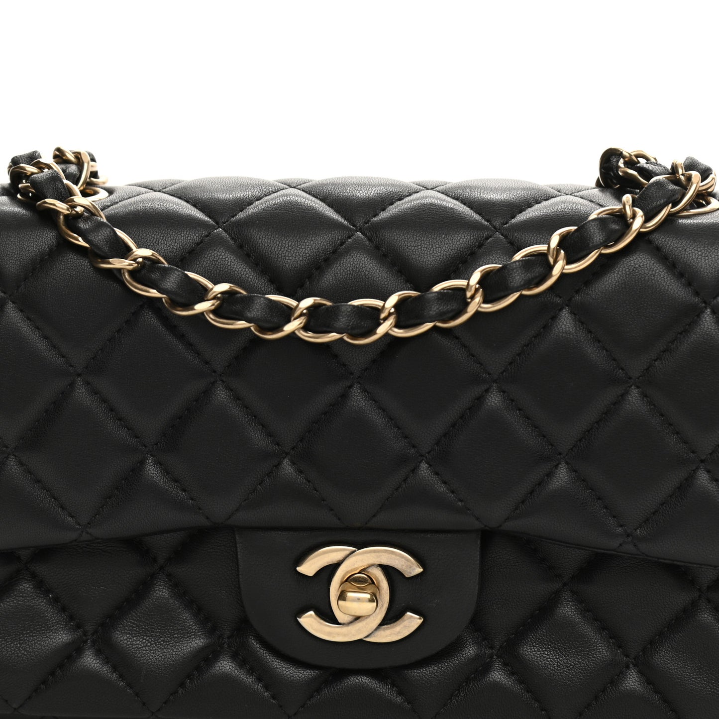Lambskin Quilted Mini Rectangular Flap Black