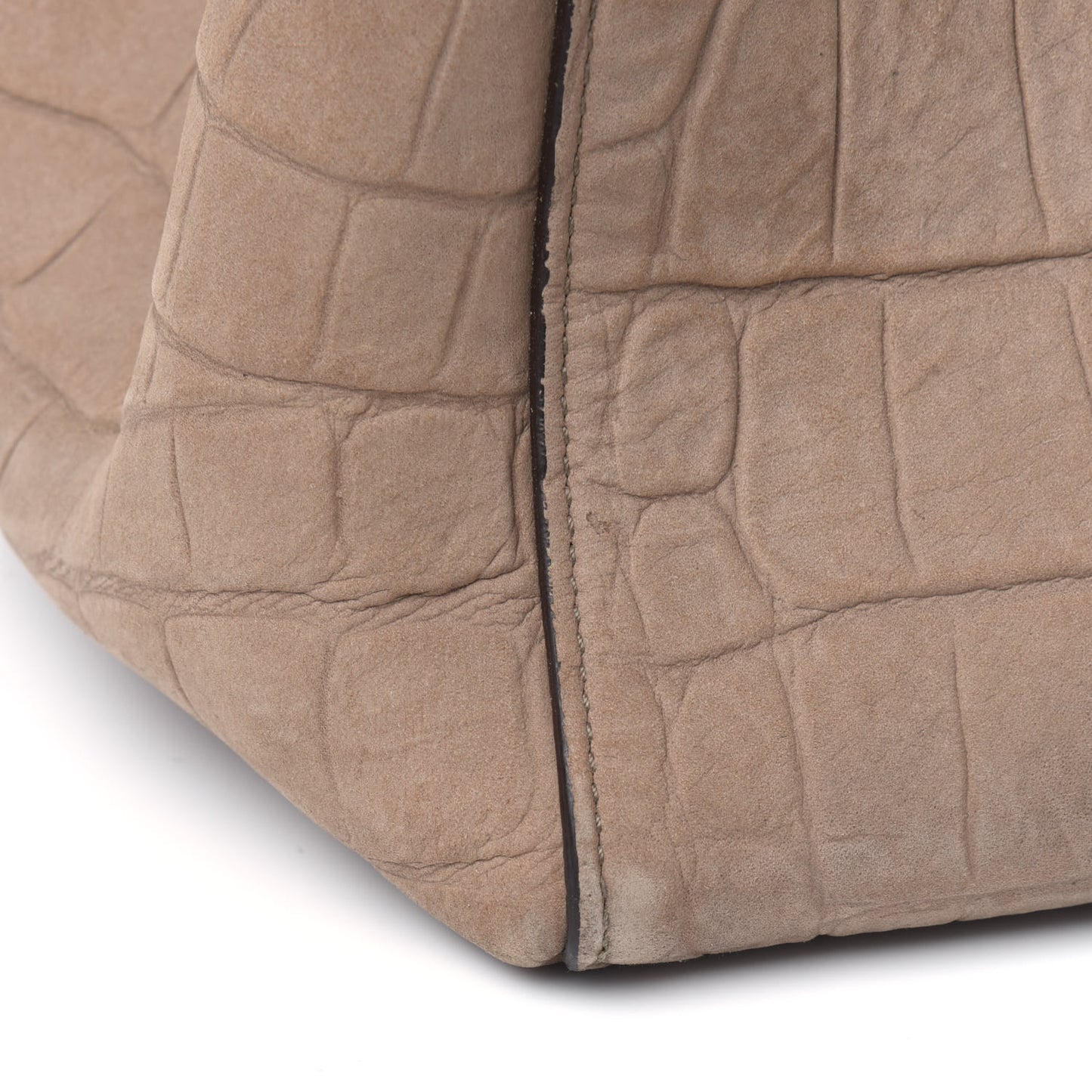 Crocodile Embossed Nubuck Small Belt Cabas Phantom Beige