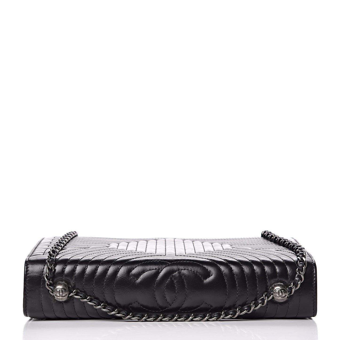 Glazed Calfskin Quilted Medium Korean Garden Flap Black