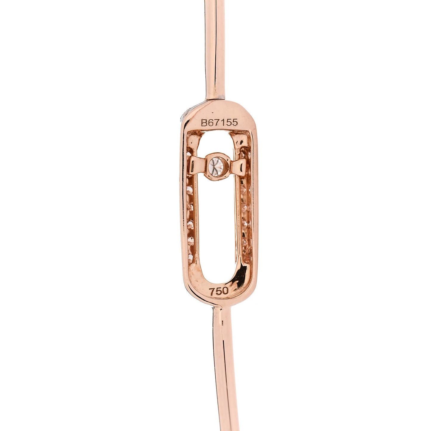 18K Rose Gold Diamond Thin Move Bangle Bracelet