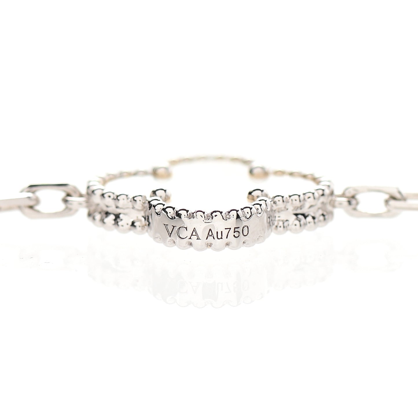 18K White Gold Mother of Pearl 20 Motifs Vintage Alhambra Necklace