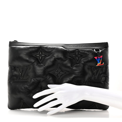 Louis Vuitton Lambskin Puffer A4 Pouch Black 2 of 8