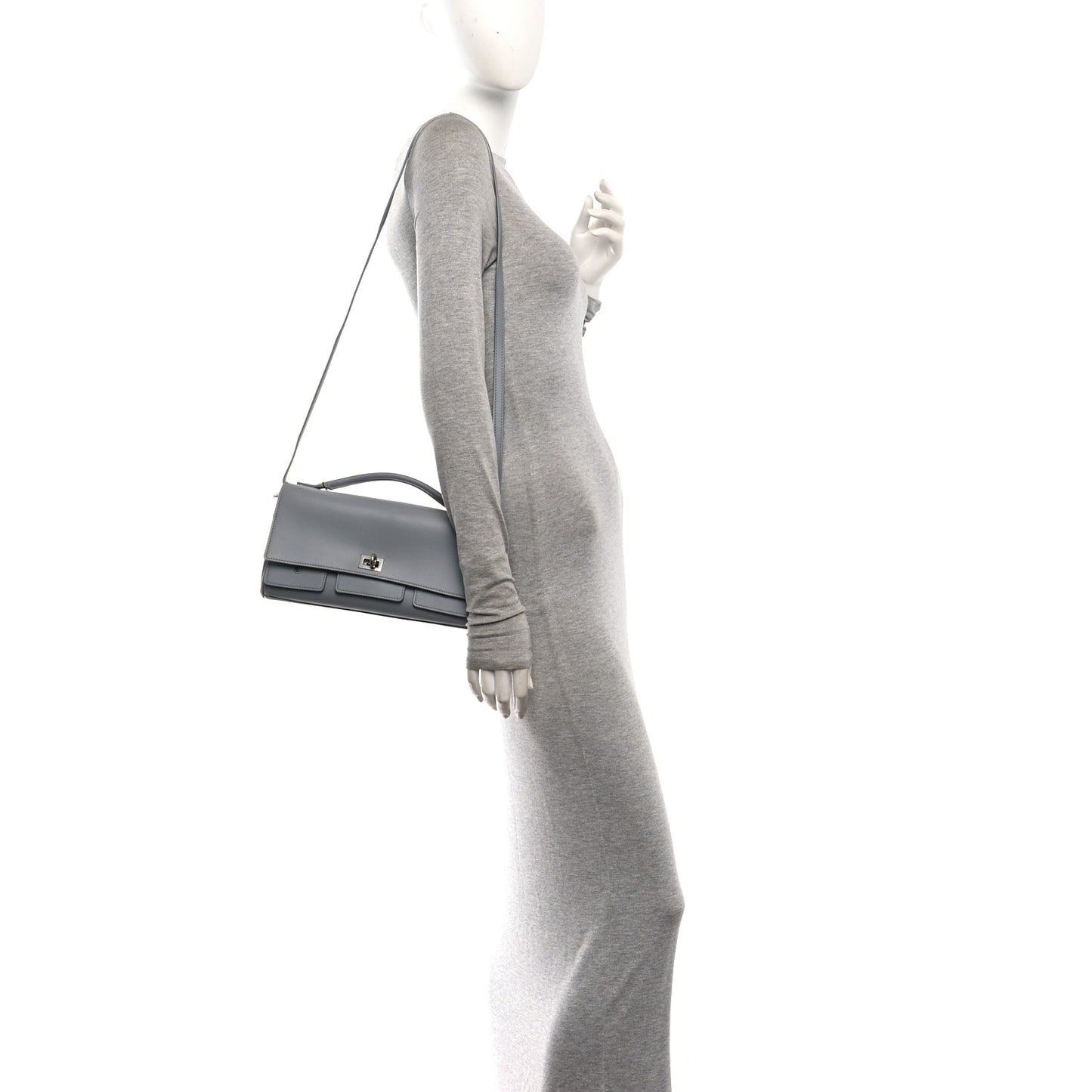 Smooth Calfskin Small Bel Air Clutch On Strap Cloud Grey